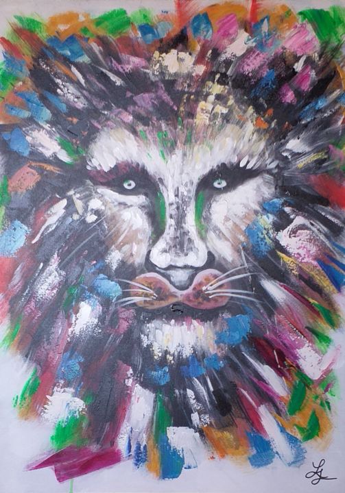 Peinture intitulée "Lion" par Les Couleurs De Jenny, Œuvre d'art originale, Acrylique