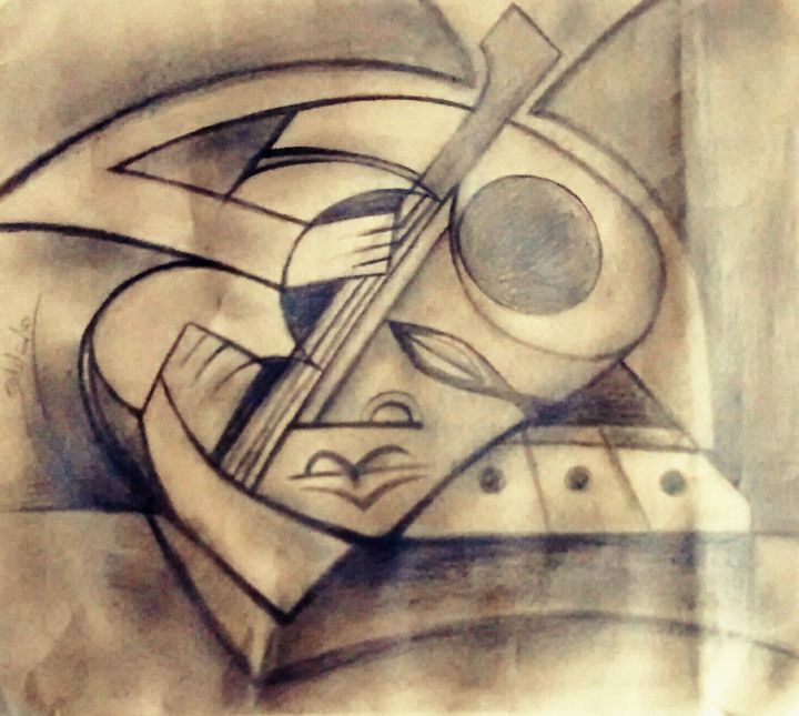 Zeichnungen mit dem Titel "La musique" von Sewado Raimi, Original-Kunstwerk, Bleistift