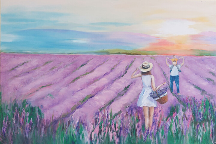 Pintura titulada "Lavender for Nastya" por Lesia Danilina, Obra de arte original, Oleo Montado en Bastidor de camilla de mad…