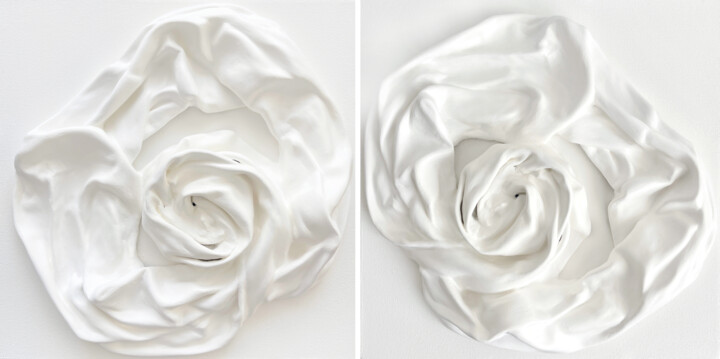 Sculpture titled "diptych Essentialis…" by Lesia Danilina, Original Artwork, Plaster Mounted on Wood Stretcher frame