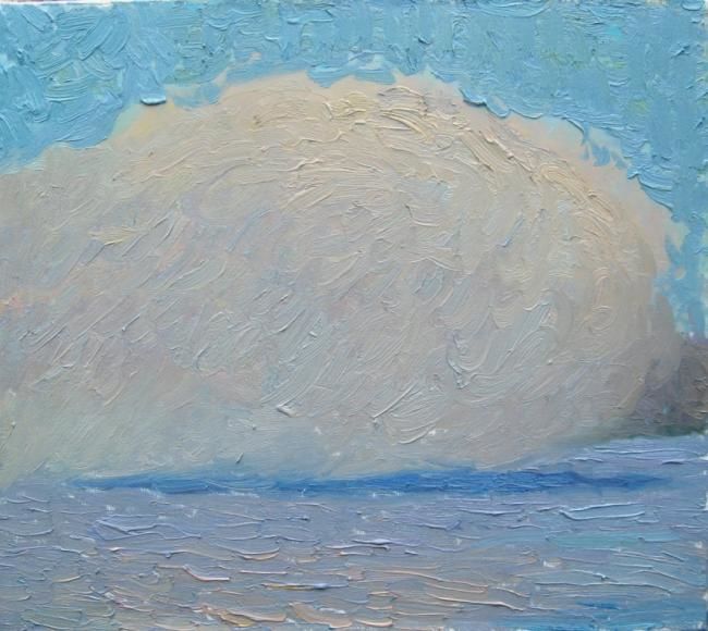 Painting titled "Облако на воде" by Olesia Khlevnaia, Original Artwork, Oil