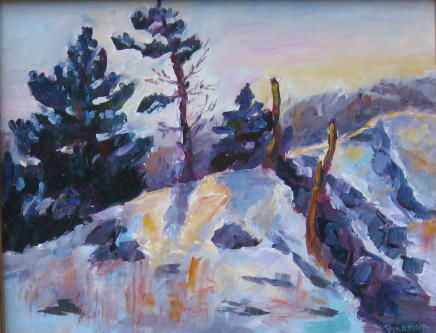 Peinture intitulée "Winter Glow" par Lesley Braren, Œuvre d'art originale, Huile