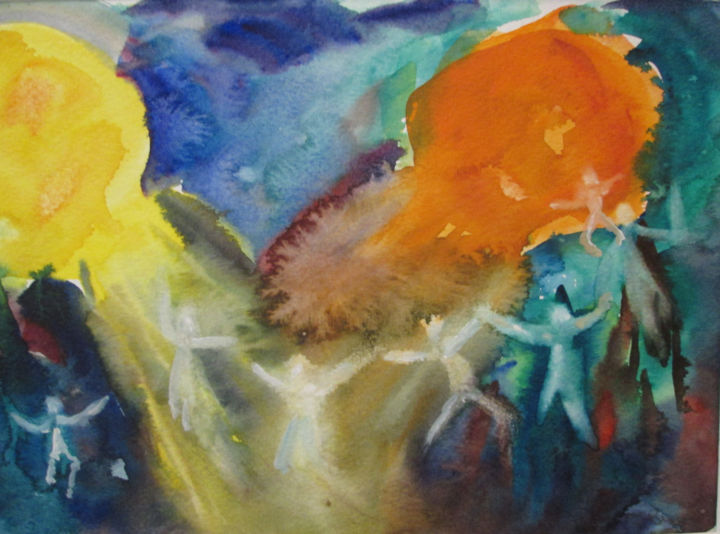 Painting titled "Dance" by Lesley Braren, Original Artwork, Watercolor