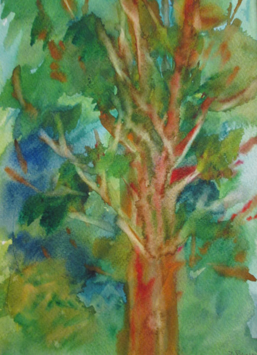 Pintura titulada "Light Branches" por Lesley Braren, Obra de arte original, Acuarela