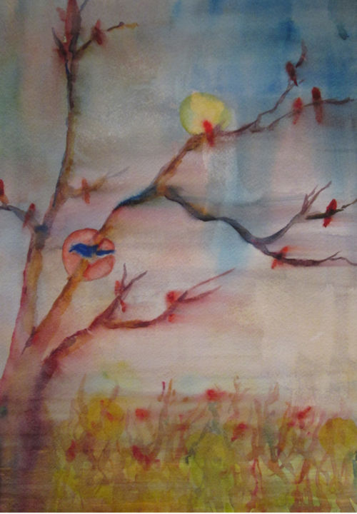 「Through the Tree」というタイトルの絵画 Lesley Brarenによって, オリジナルのアートワーク, 水彩画