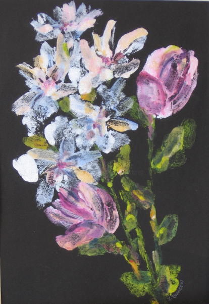 Estampas & grabados titulada "Winter Bouquet" por Lesley Braren, Obra de arte original, Monotipia