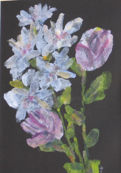 Printmaking titled "Winter Bouquet Ghost" by Lesley Braren, Original Artwork, Monotype