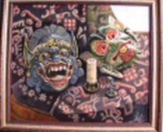 Painting titled "hanoman and  ravana" by Lesley Pye, Original Artwork, Oil