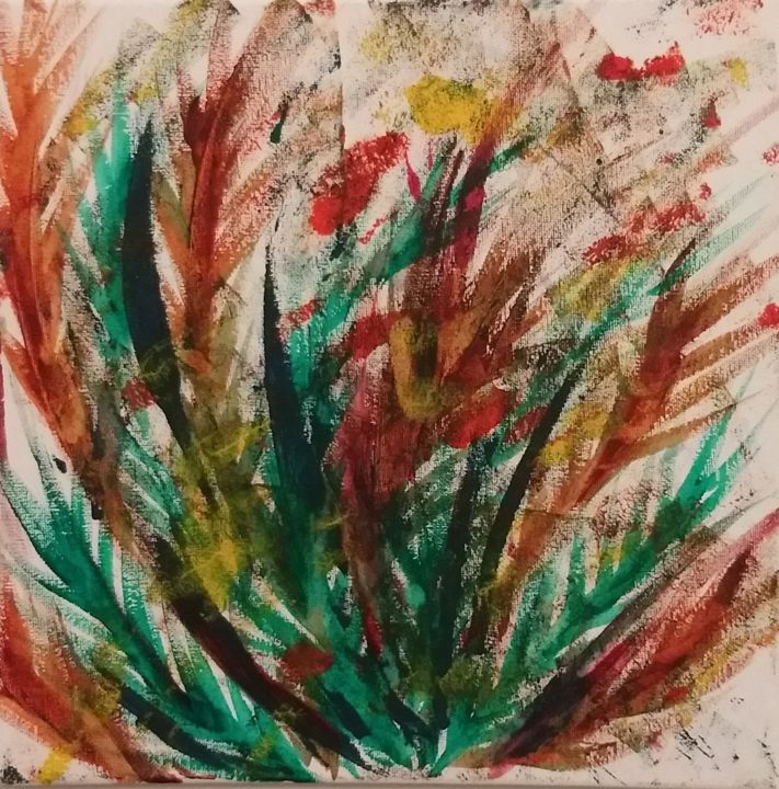 Painting titled "Fern" by Leslie Argentin, Original Artwork, Acrylic