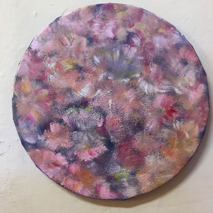 Painting titled "Les fleurs rondes." by Leslie Maria Da Silva, Original Artwork, Acrylic