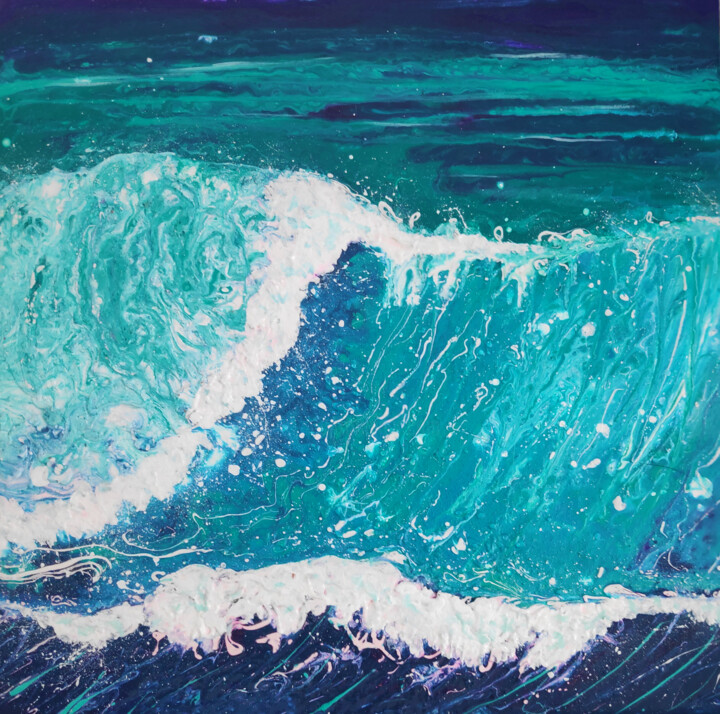 Painting titled "The wave" by Leslie Lachiche, Original Artwork, Acrylic
