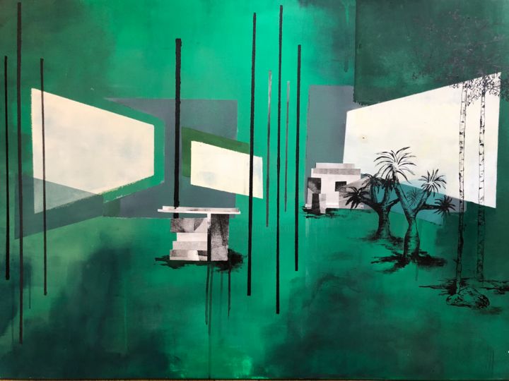 Malerei mit dem Titel "Grüne Aussichten" von Leso, Original-Kunstwerk