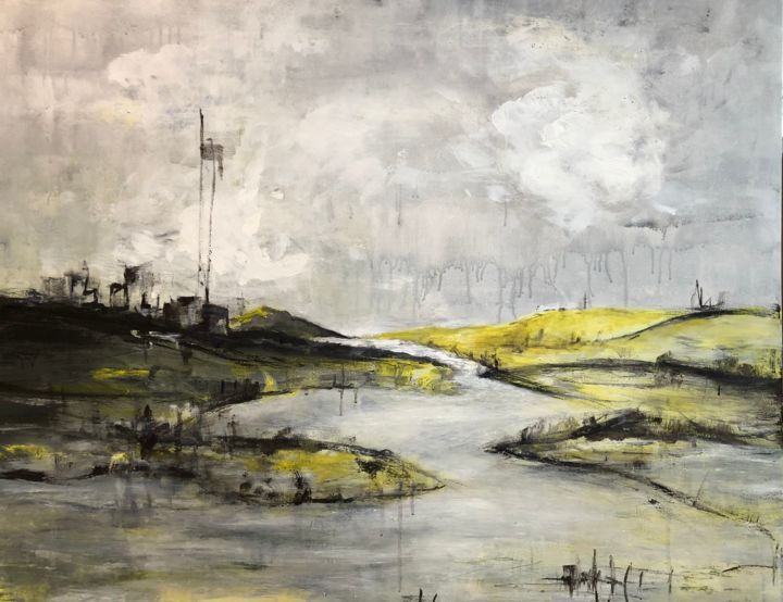Malerei mit dem Titel "Flusswärts" von Leso, Original-Kunstwerk