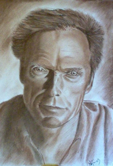 Disegno intitolato "Clint Eastwood" da Natan, Opera d'arte originale