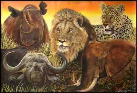 Peinture intitulée "south african big f…" par Lester Claude Stone, Œuvre d'art originale, Huile