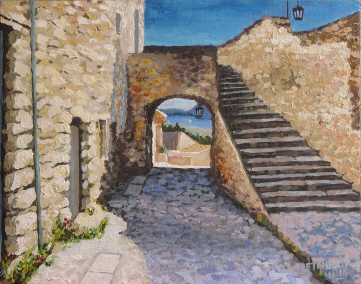 Painting titled "miramas le vieux -04" by Letailleur-H, Original Artwork, Acrylic Mounted on Cardboard