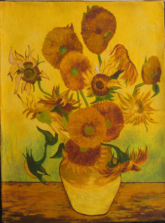 Painting titled "tournesols-14" by Letailleur-H, Original Artwork, Acrylic