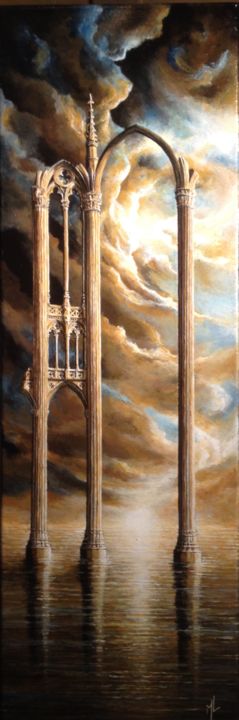 Painting titled "Ruine Gothique" by Maxime Letang, Original Artwork, Acrylic