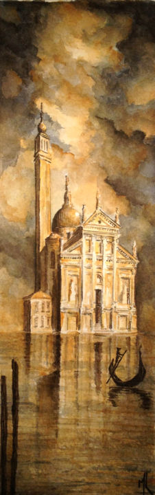 Peinture intitulée "Venise - San Giorgio" par Maxime Letang, Œuvre d'art originale, Aquarelle