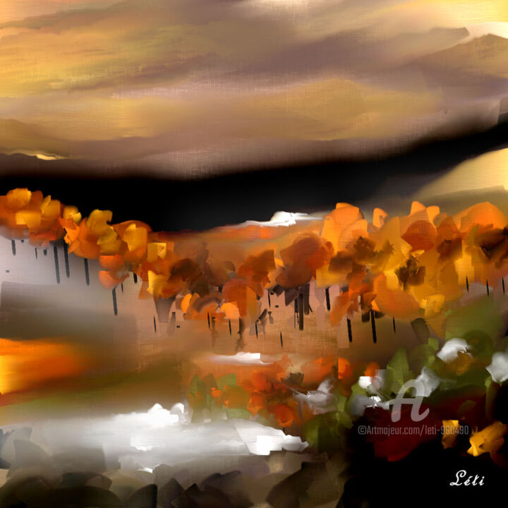 Digital Arts titled "Pays lointain" by Léti, Original Artwork, Digital Painting