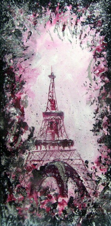 Painting titled "Ô Paris ..." by Léti, Original Artwork, Acrylic Mounted on Wood Stretcher frame