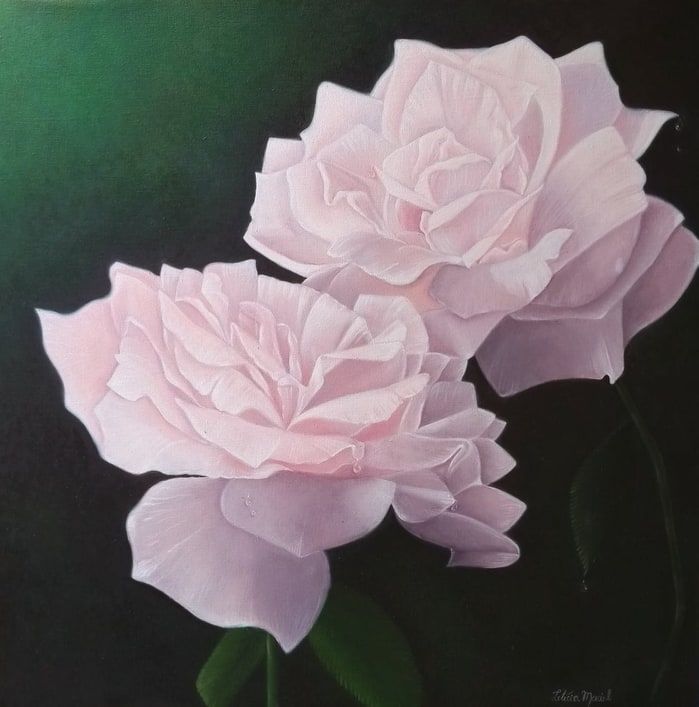 Painting titled "classic rose" by Letícia Maciel, Original Artwork, Oil