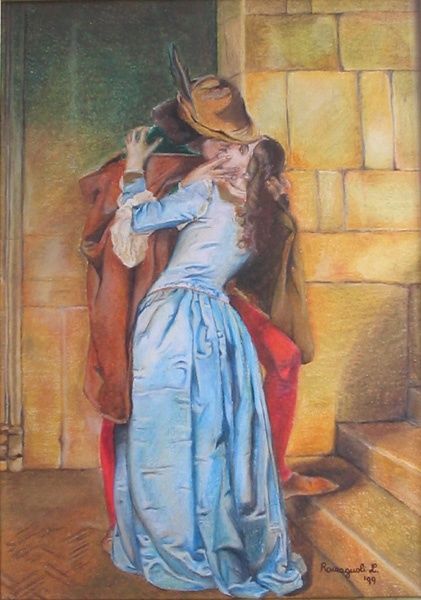 Painting titled "Il bacio - falso d'…" by Letizia Romagnoli, Original Artwork