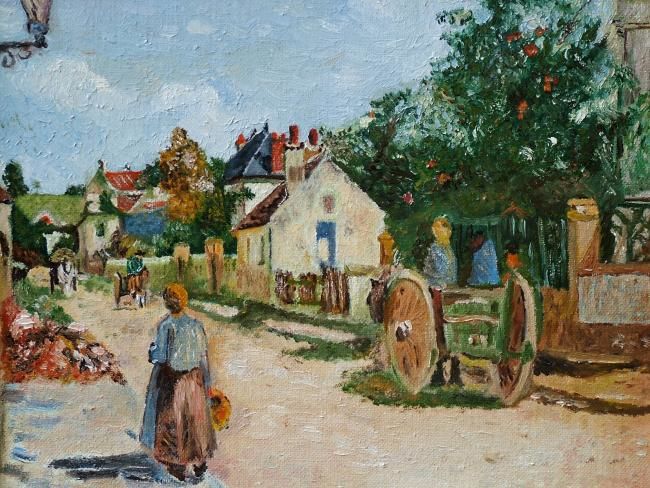 Pintura intitulada ""Rue à Pontoise"" por Le Tobi, Obras de arte originais, Óleo