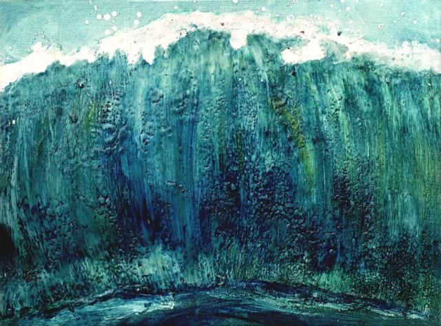 wave II - Painting, 16x12 in ©2008 by Martine L'Etoile -
Contemporary painting, ocean wave blue water beach