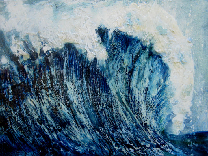 Painting titled "wave XIV" by Martine L'Etoile, Original Artwork, Oil