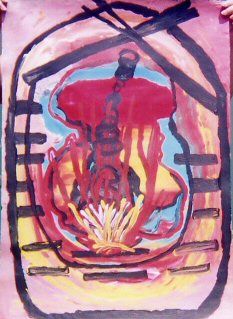 Peinture intitulée "(Warra) fire dreami…" par Letty Nupanunga, Œuvre d'art originale