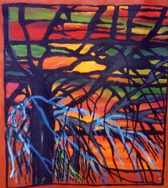Schilderij getiteld "Atijanij - tree of…" door Letty Nupanunga, Origineel Kunstwerk, Olie