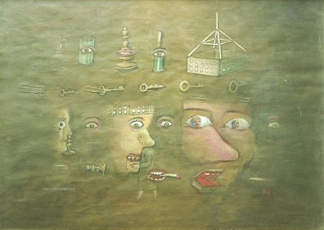 Painting titled "The Noses and The K…" by Lev Povzner, Original Artwork, Oil