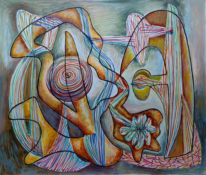 Painting titled "Harmony of abstract…" by Levan Goglidze, Original Artwork, Tempera