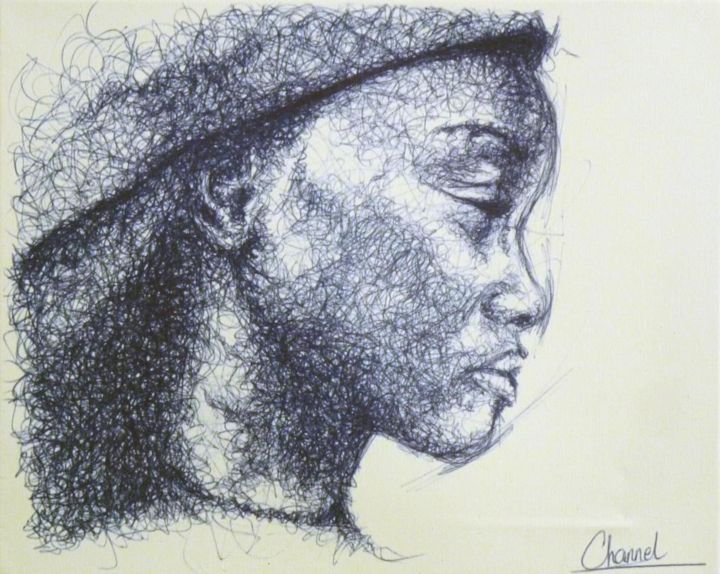 Drawing titled "D'ailleurs" by Channel Gianni, Original Artwork, Ballpoint pen