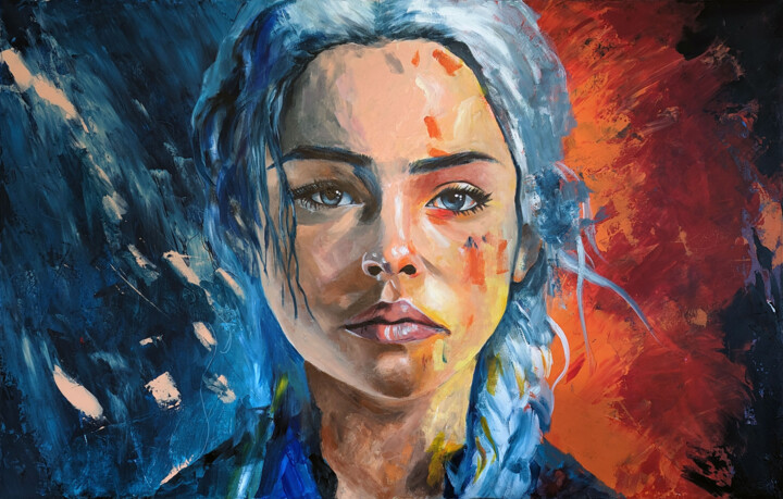 Peinture intitulée "Daenerys (la Marian…" par Noel Caizergues, Œuvre d'art originale, Acrylique Monté sur Châssis en bois