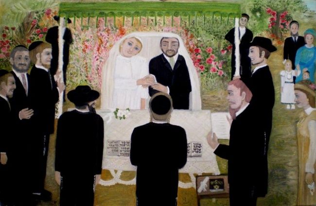 Pintura intitulada "חתונה יהודית" por Socam, Obras de arte originais, Óleo