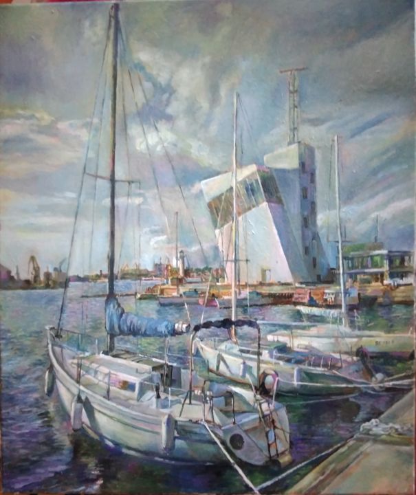 Painting titled "Cloudy weather" by George Mirinchev, Original Artwork, Oil