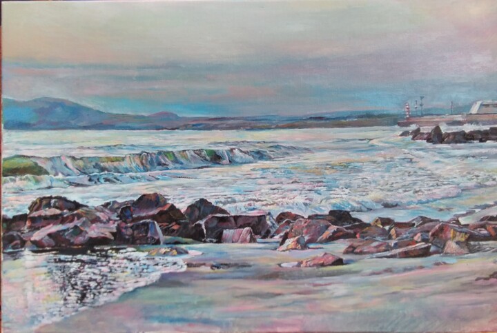 Painting titled "sunrise by the sea" by George Mirinchev, Original Artwork, Oil