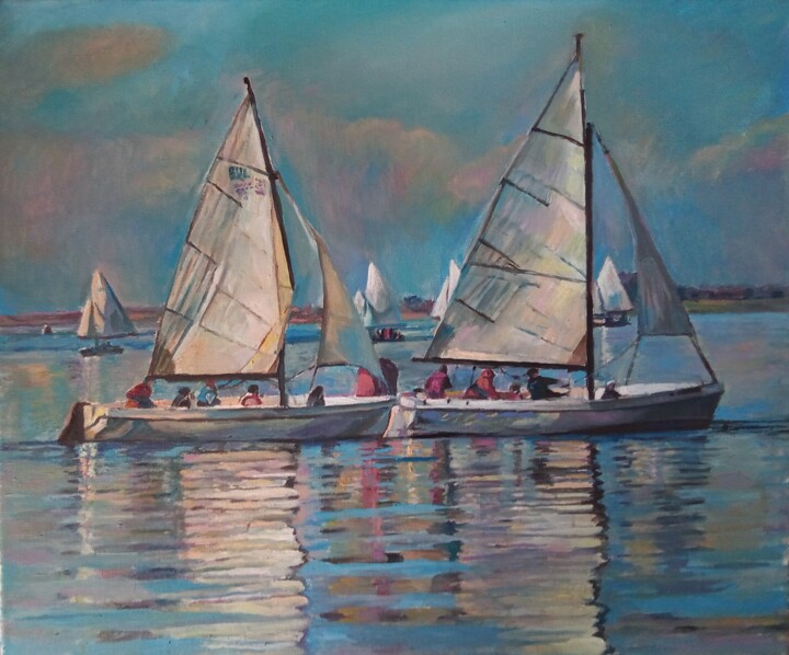 Pintura titulada "regata" por George Mirinchev, Obra de arte original, Oleo
