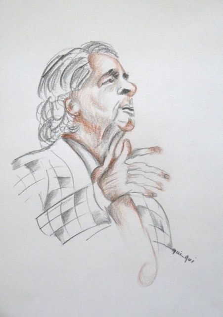 Drawing titled "Serge Reggiani" by Jacky Levillain, Original Artwork, Other