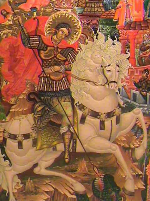 Schilderij getiteld "St. George" door Art  Levka, Origineel Kunstwerk, Tempera