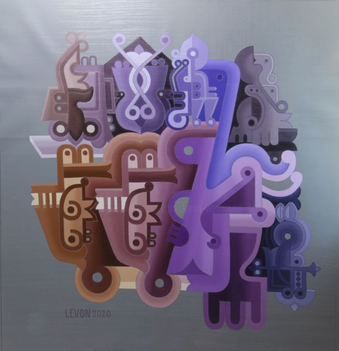 Peinture intitulée "composition n°20" par Levon Vardanyan, Œuvre d'art originale, Huile