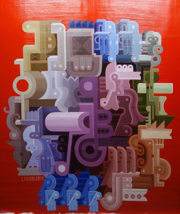 Peinture intitulée "composition n°21" par Levon Vardanyan, Œuvre d'art originale, Huile