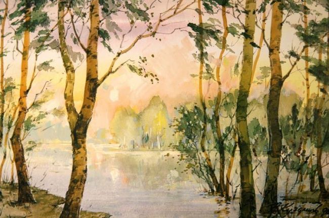 Картина под названием "Разлив" - Леопольд, Подлинное произведение искусства, Масло