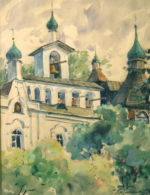 Русский звон - Painting, 35x41 cm ©1995 by Леопольд -
Псков звонница