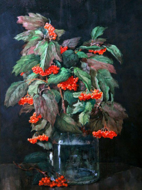 Калина - Painting, 46x36 cm ©2005 by Леопольд -
Realism, цветы осени