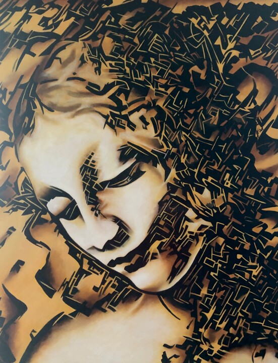 Pintura titulada "La Scapigliata" por Johanna Levy, Obra de arte original, Oleo Montado en Bastidor de camilla de madera