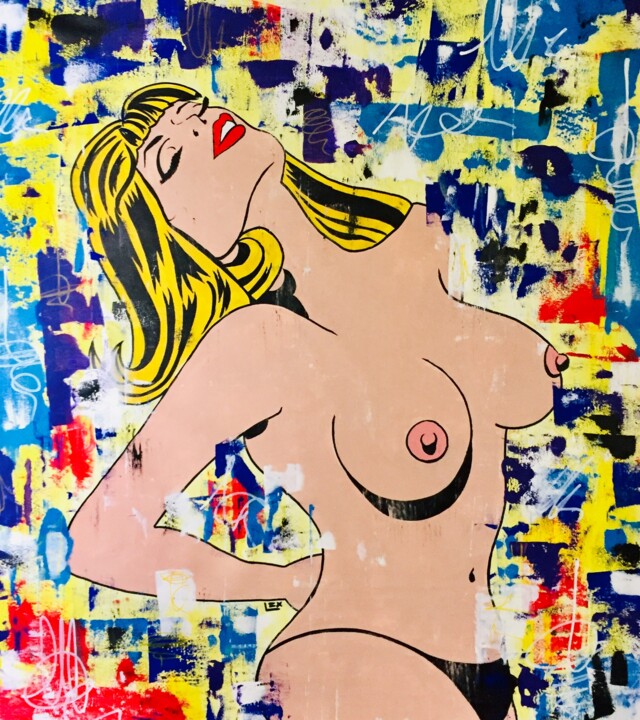 Painting titled "Vintage Nude Sexy G…" by Lex, Original Artwork, Acrylic