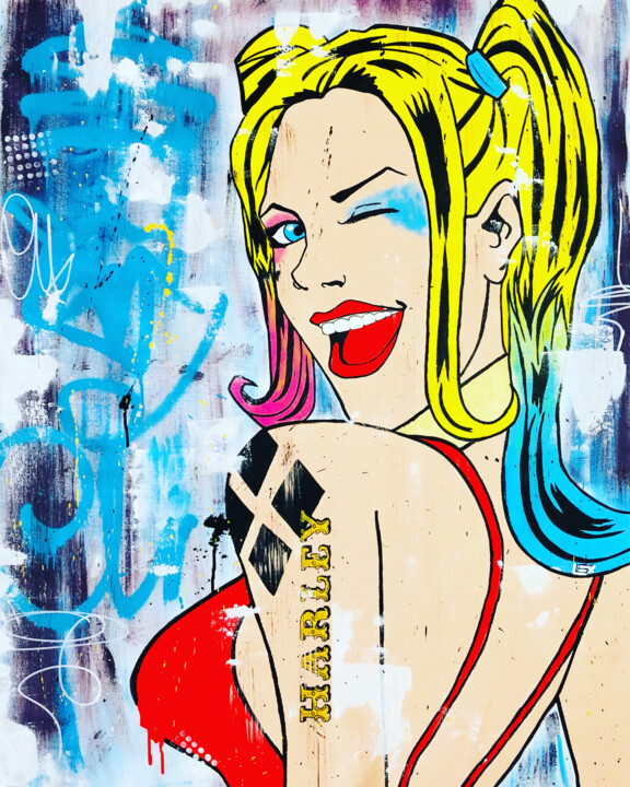 绘画 标题为“Harley Quinn” 由Lex, 原创艺术品, 丙烯